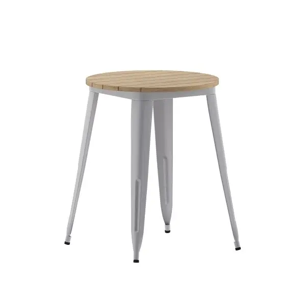 Flash Reliable Furniture Declan Commercial Indoor/Outdoor Dining Table, 23.75" Round All Weather Brown Poly Resin Top...