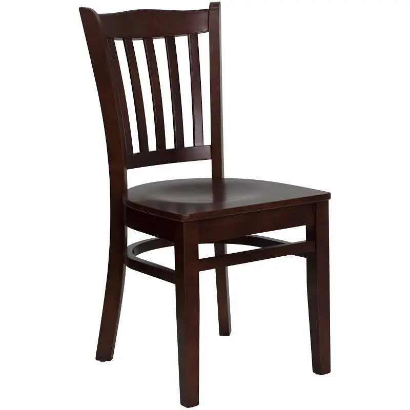 Flash Ribbed Furniture HERCULES Series Vertical Slat Back Mahogany Wood Restaurant Chair, XU-DGW0008VRT-MAH-GG Flash Furni...