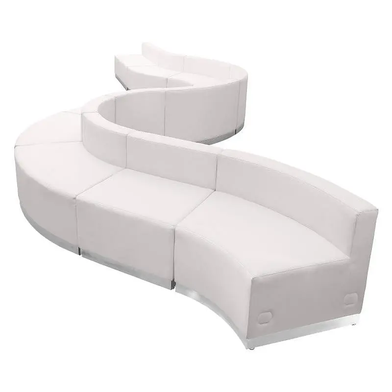 Flash Rugged Furniture HERCULES Alon Series Melrose White LeatherSoft Reception Configuration, Fixed Width 195.5", 10...