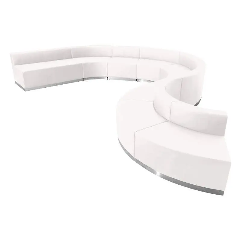 Flash Rugged Furniture HERCULES Alon Series Melrose White LeatherSoft Reception Configuration, Fixed Width 187", 9 Pi...