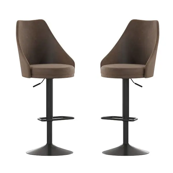 Flash Rust-Resistant Furniture Chrishelle Commercial Adjustable Height Barstools LeatherSoft Tufted Seats, Pedestal Base &...