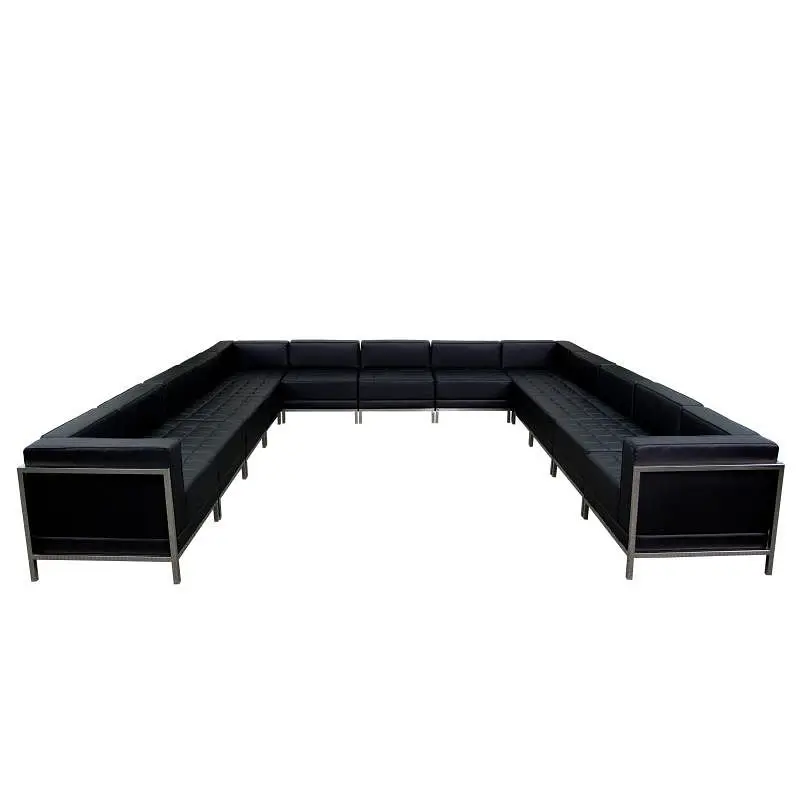 Flash Safe Furniture HERCULES Imagination Series Black LeatherSoft U-Influence Sectional Configuration, 13 Pieces, ZB-IMAG...