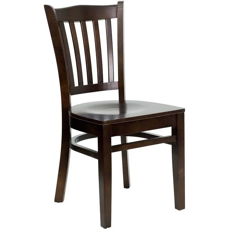 Flash Safe Furniture HERCULES Series Vertical Slat Back Walnut Wood Restaurant Chair, XU-DGW0008VRT-WAL-GG Flash Furniture