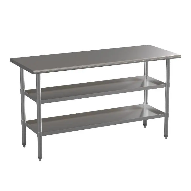 Flash Safety Furniture Randolph Stainless Spring Steel 18 Gauge Work Table 2 Undershelves - 60"W x 24"D x 34.5&q...