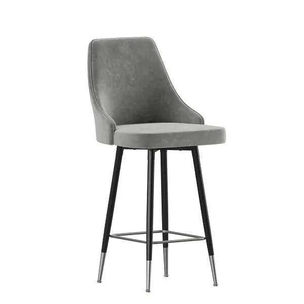 Flash Secure Furniture Shelly Commercial LeatherSoft Counter Height Bar Stools, Black Metal Frame & Chromium Feet &amp...