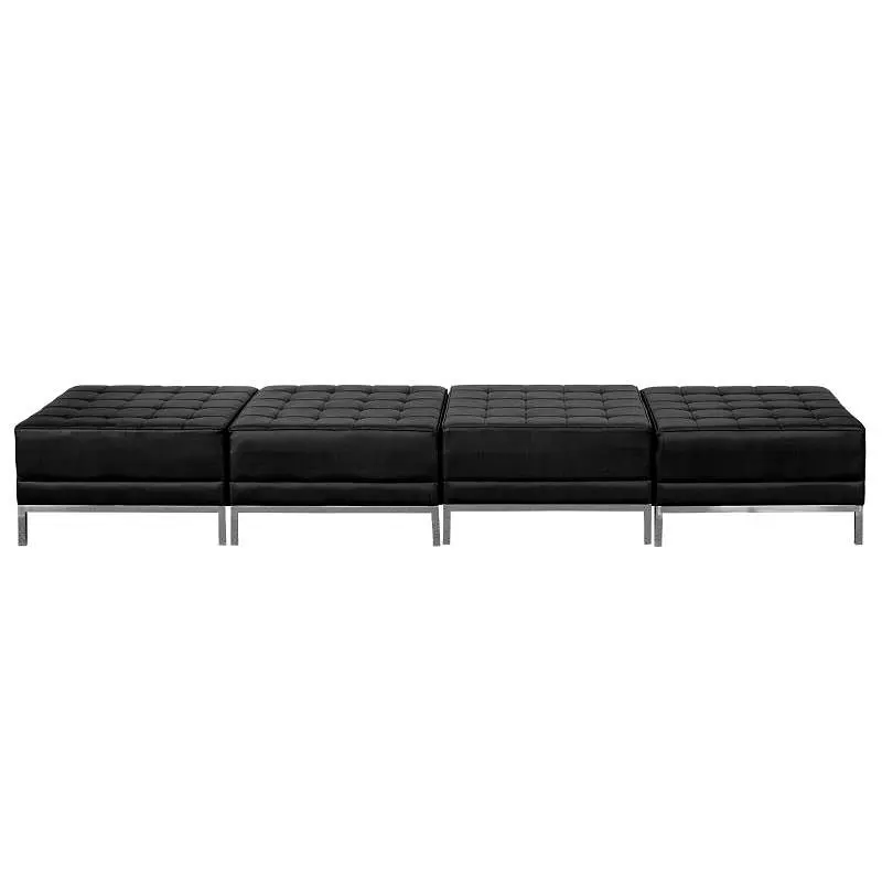 Flash Serrated Furniture HERCULES Imagination Series Onyx LeatherSoft Four Seat Bench, ZB-IMAG-OTTO-4-GG Flash Furniture