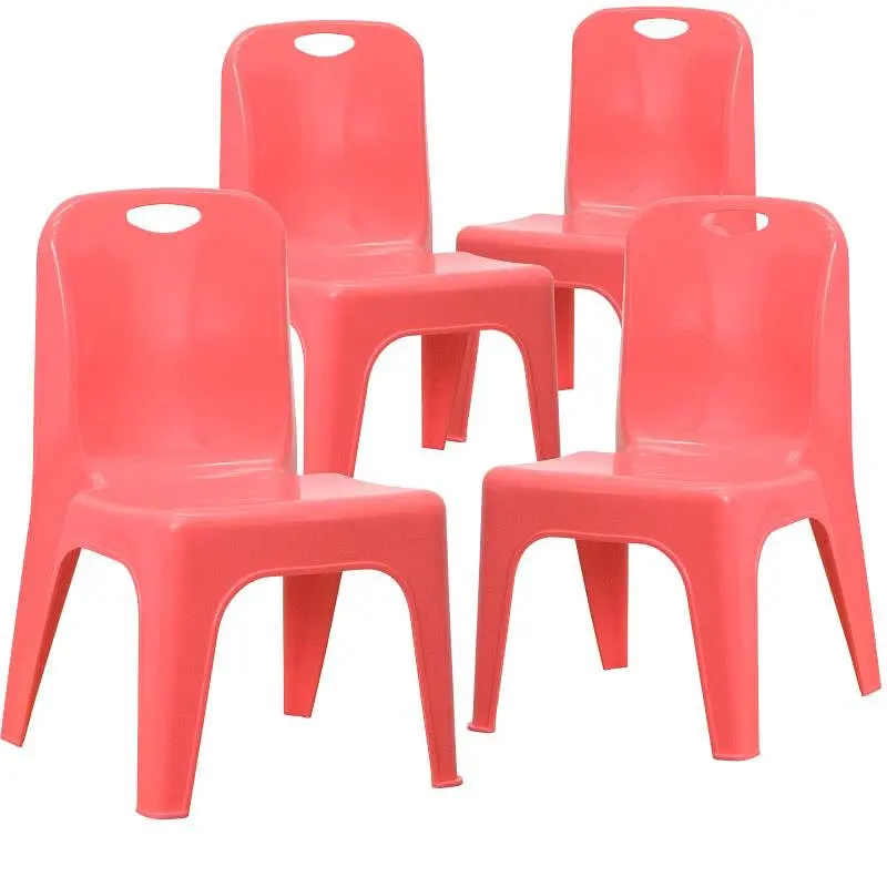 Flash Serrated Furniture Whitney 4 Pack Red Nylon Stackable School Chair Carrying Handle and 11'' Seat Height, 4...