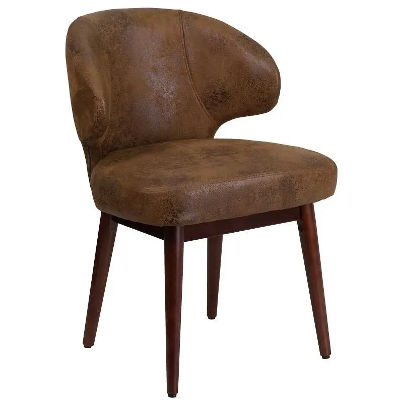 Flash Shielded Furniture Ease Back Series Bomber Jacket Microfiber Side Reception Chair Walnut Legs, BT-5-BOM-GG Flash Fur...