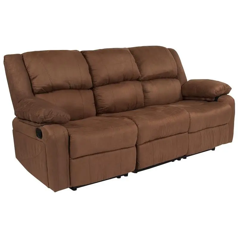 Flash Slim Furniture Harmony Series Chocolate Tan Microfiber Sofa Two Constructed- Recliners, BT-70597-SOF-BN-MIC-GG Flash...