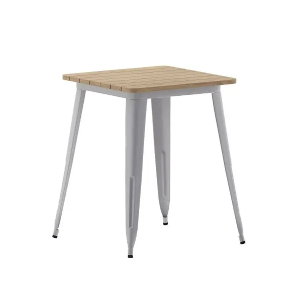 Flash Smooth-Operating Furniture Declan Commercial Indoor/Outdoor Dining Table, 23.75" Square All Weather Brown Poly ...