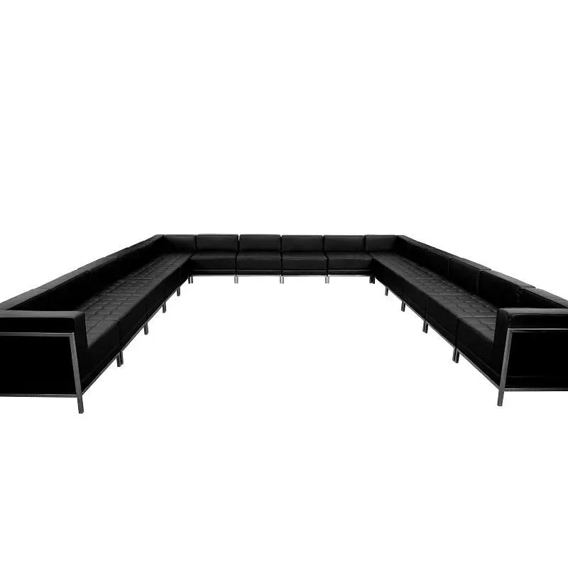 Flash Smooth-Operating Furniture HERCULES Imagination Series Matte Black LeatherSoft U-Influence Sectional Configuration, ...