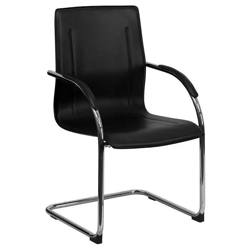 Flash Snap-On Furniture Valrico Black Vinyl Side Reception Chair Chrome Sled Base, BT-509-BK-GG Flash Furniture