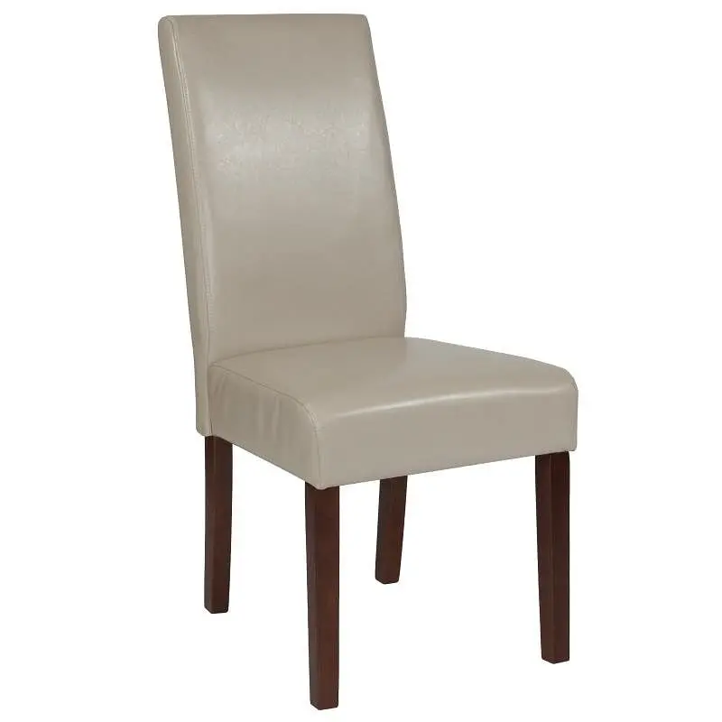 Flash Standard Furniture Greenwich Series Ivory LeatherSoft Upholstered Panel Back Mid-Century Parsons Dining Chair, QY-A3...