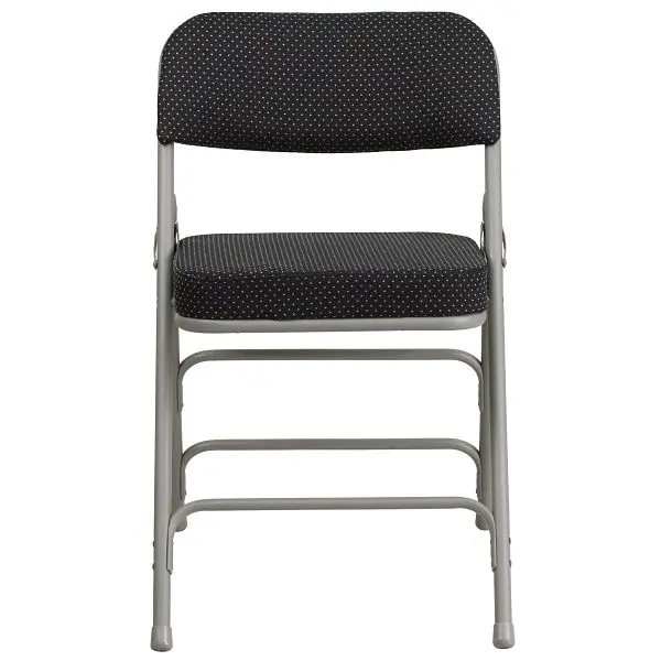 Flash Streamlined Furniture HERCULES Series Luxury Curved Triple Braced & Double Hinged Black Pin-Dot Fabric Metal Fol...