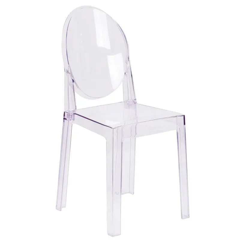 Flash Strong Furniture Revna Ghost Chair Oval Back Revna Transparent Crystal, OW-GHOSTBACK-18-GG Flash Furniture