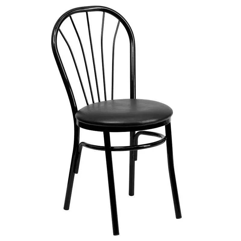 Flash Superior Furniture HERCULES Series Fan Back Metal Chair - Midnight Black Vinyl Seat, XU-698B-BLKV-GG Flash Furniture