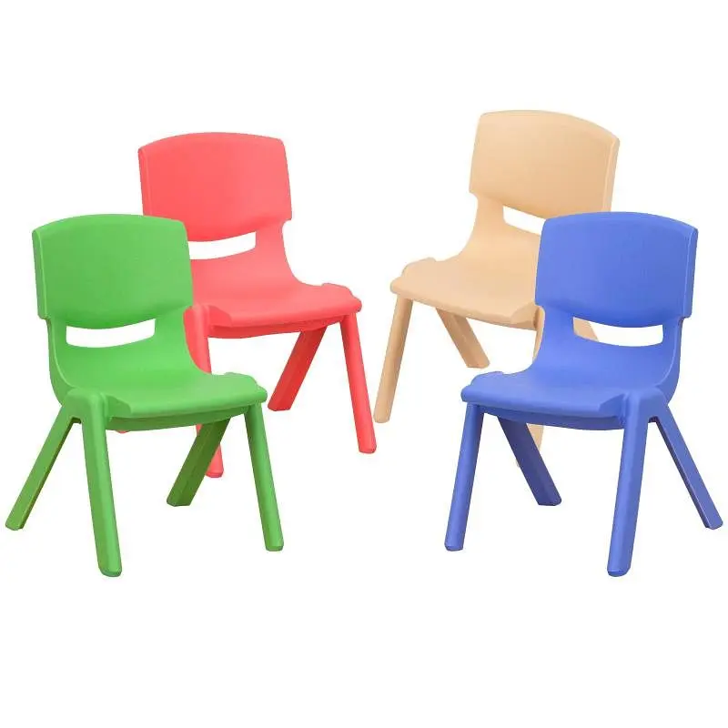 Flash Superior Furniture Whitney 4 Pack Plastic Stackable School Chairs 10.5" Seat Height, Assorted Colors, 4-YU-YCX4...