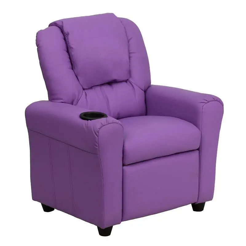Flash Super-Strong Furniture Vana Contemporary Lavender Vinyl Kids Recliner Cup Holder and Headrest, DG-ULT-KID-LAV-GG Fla...
