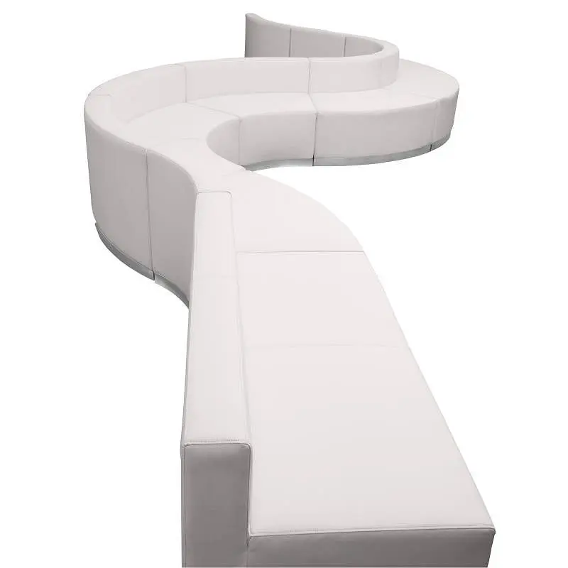 Flash Sustainable Furniture HERCULES Alon Series Melrose Ivory LeatherSoft Reception Configuration, Fixed Width 197.5&quot...
