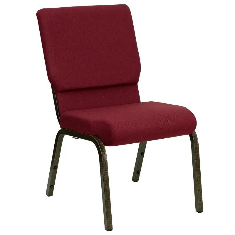Flash Sustainable Furniture HERCULES Series 18.5''W Stacking Church Chair Burgundy Fabric - Gold Vein Frame, XU-...
