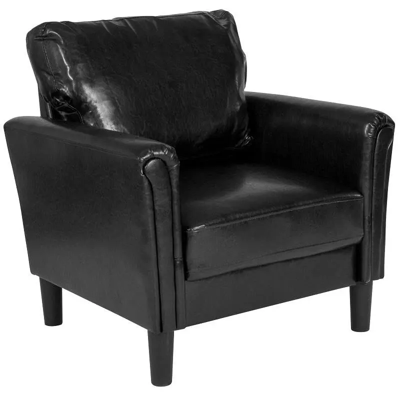 Flash Tool-Free Furniture Bari Upholstered Chair Jet Black LeatherSoft, SL-SF920-1-BLK-GG Flash Furniture