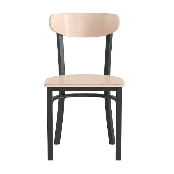 Flash Top-Tier Furniture Wright Commercial Dining Chair, 500 lb. Threaded Capacity Black Steel Frame, Solid Wood Seat, Boo...