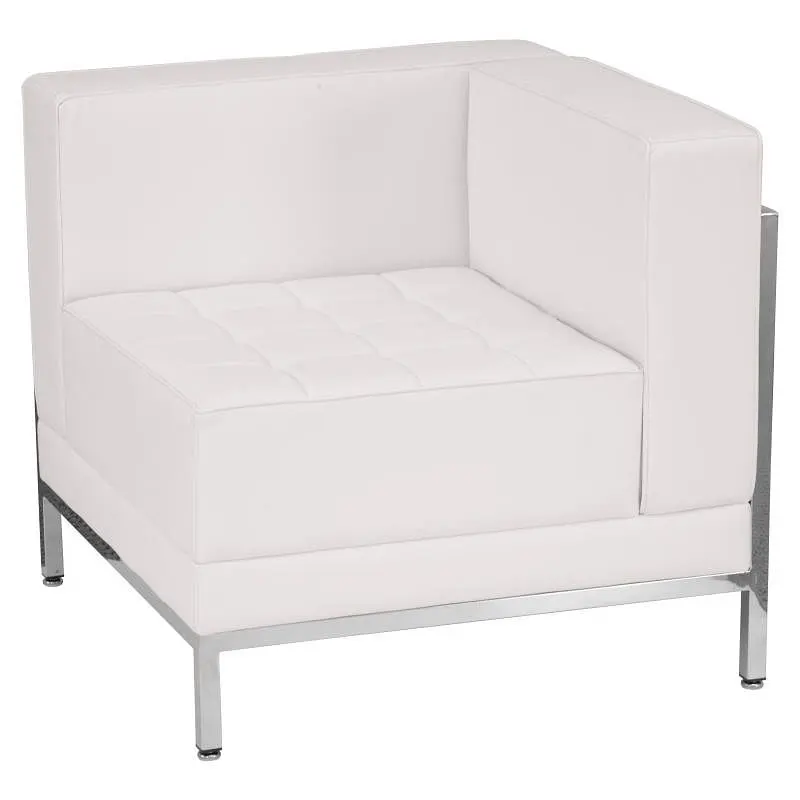 Flash Unique Furniture HERCULES Imagination Series Contemporary Melrose Bright White LeatherSoft Right Corner Chair Encasi...