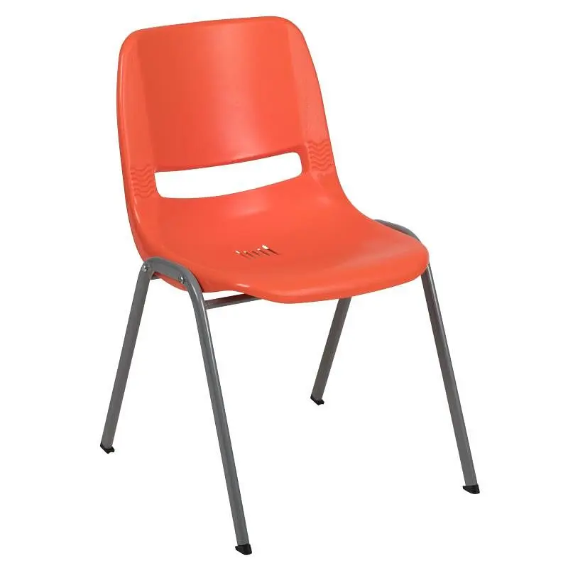 Flash Unique Furniture HERCULES Series 880 lb. Capacity Orange Ergonomic Shell Stack Chair Gray Frame, RUT-EO1-OR-GG Flash...