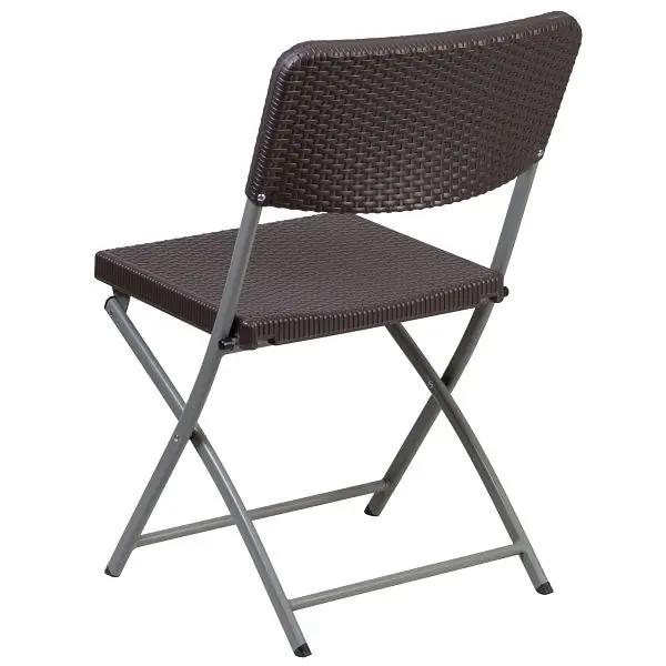 Flash Universal Furniture HERCULES Series Brown Rattan Plastic Folding Chair Gray Frame, Pack 2, 2-DAD-YCZ-61-GG Flash Fur...