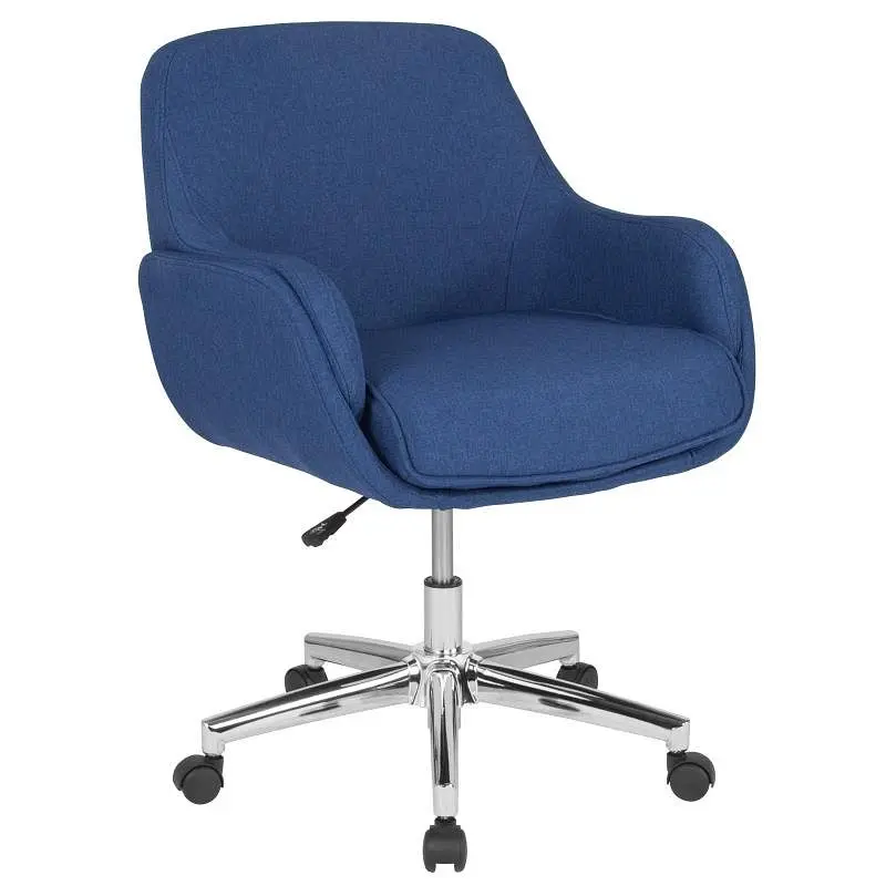 Flash Updated Furniture Rochelle Home and Office Upholstered Mid-Back Chair Blue Fabric, BT-1172-BLU-F-GG Flash Furniture