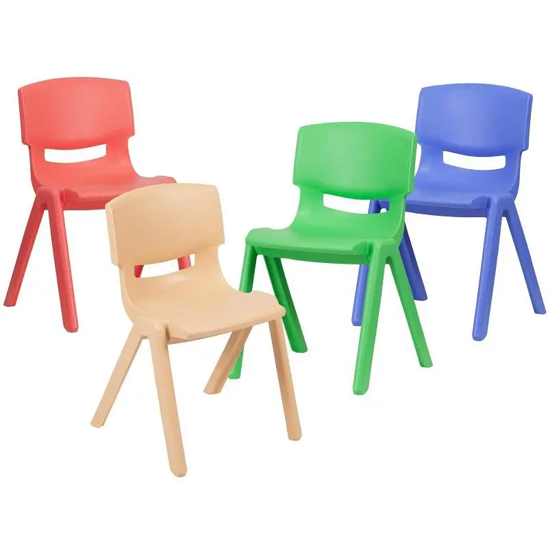 Flash Upgraded Furniture Whitney 4 Pack Plastic Stackable School Chairs 13.25" Seat Height, Assorted Colors, 4-YU-YCX...