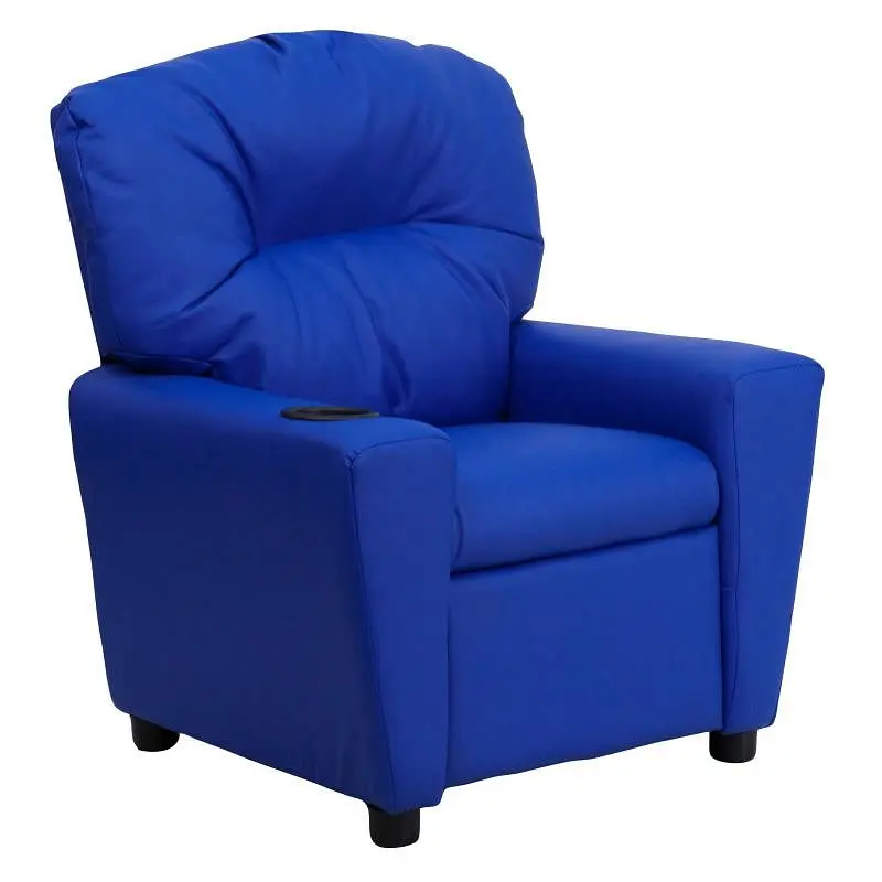 Flash User-Friendly Furniture Chandler Contemporary Blue Vinyl Kids Recliner Cup Holder, BT-7950-KID-BLUE-GG Flash Furniture