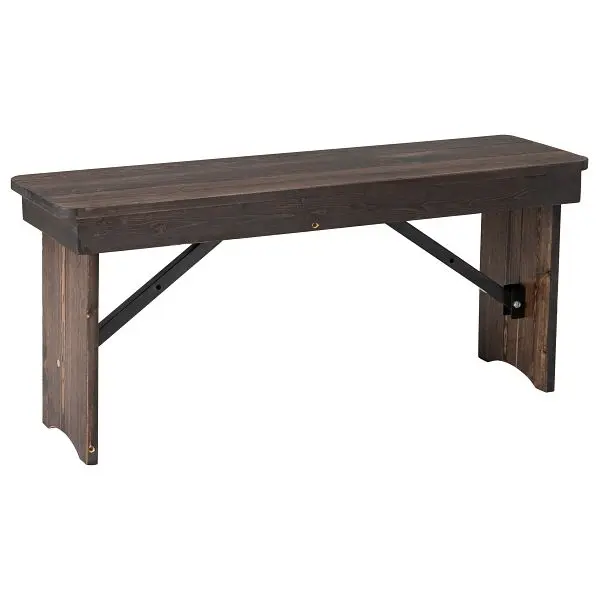 Flash User-Friendly Furniture HERCULES 40" x 12" Mahogany Solid Pine Folding Farm Bench, XA-B-40X12-MG-GG Flash ...