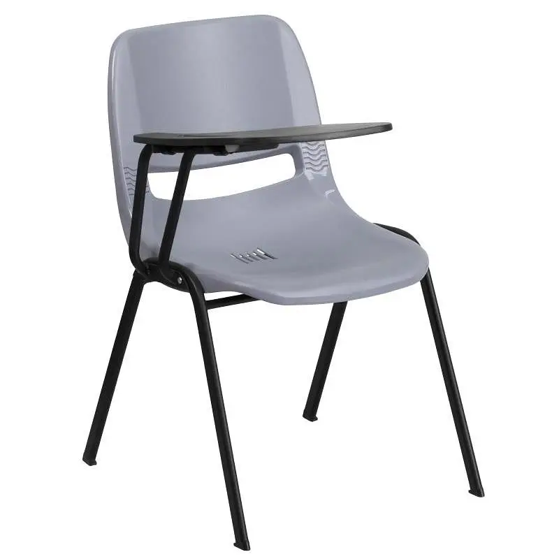 Flash User-Friendly Furniture HERCULES Silver Gray Ergonomic Shell Chair Right Handed Flip-Up Tablet Arm, RUT-EO1-GY-RTAB-...