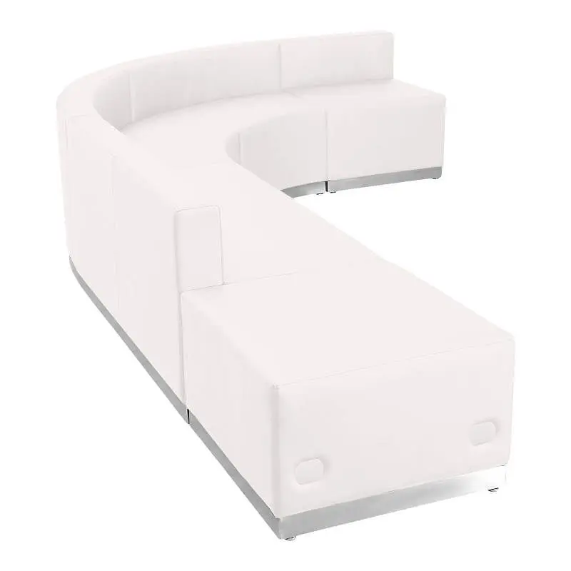 Flash Waterproof Furniture HERCULES Alon Series Melrose Cream LeatherSoft Reception Configuration, Fixed Width 78", 5...