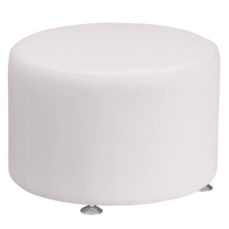 Flash Weatherproof Furniture HERCULES Alon Series Melrose Off-White LeatherSoft 24'' Round Ottoman, ZB-803-RD-24...