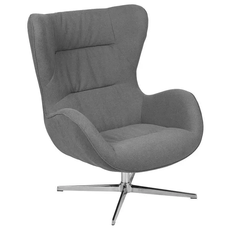 Flash Weatherproof Furniture Rally Gray Fabric Swivel Wing Chair, ZB-WING-GR-FAB-GG Flash Furniture