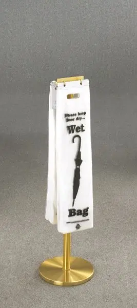 Glaro ANSI-Rated Double Sided Floor Standing Wet Umbrella Poly Bag Holder, Satin Brass Finish, Incorporates 1, 000 Poly Ba...