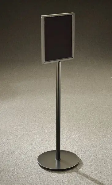 Glaro Single Sided Floor Standing Indication Frame, Satin Jet Black conclude, 11"x 14", Portrait, Backer Panel &...