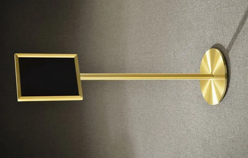 Glaro Single Sided Floor Standing Indication Frame, Satin Brass conclude, 11"x 14", Portrait, Backer Panel &...