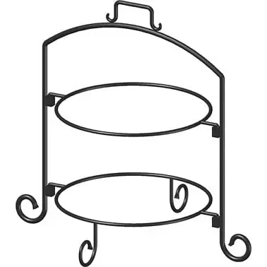 International Tableware Buffet Iron Black 2 Tier (12") Round Wire Stand, Black, WR-122