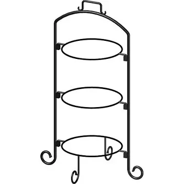 International Tableware Buffet Malleable Iron Jet Black 3 Tier (9") Round Wire Stand, Black, WR-103
