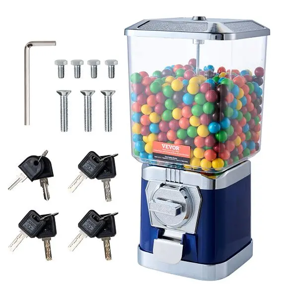 VEVOR 17" H Gumball Machine Vending Coin Bank Vintage Candy Dispenser PC Navy Blue, TSTGFMJ1FX1744F07V0