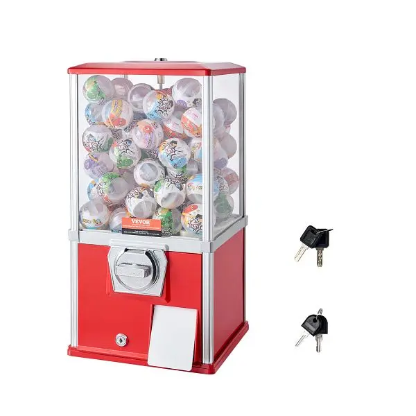 VEVOR 21" H Gumball Machine Vending Coin Bank Vintage Gumballs Dispenser PS Scarlet, TSTGFMJ1FX21PF0UBV0