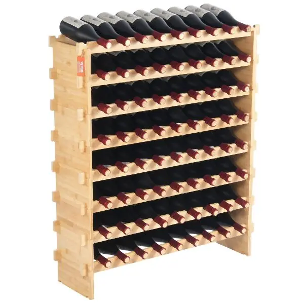 VEVOR 72 Bottle Enhancement Modular Wine Rack Bamboo Wood Presentation Shelf 8-Tier, LSJJYMSZZ72PSBAJFV0
