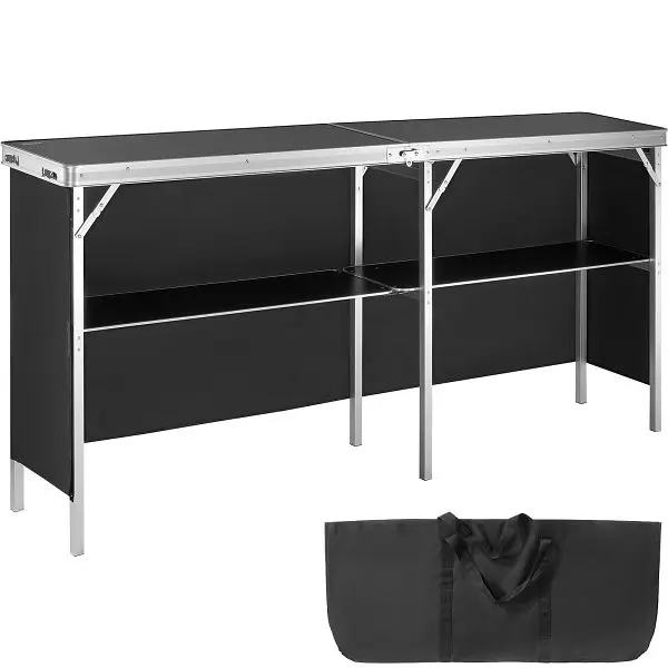 VEVOR Extra Long Folding Travel-friendly Bar Table - Tradedemonstrate Podium Table Indoor, Outdoor, Party, LSZST20ZDSZJFEC...