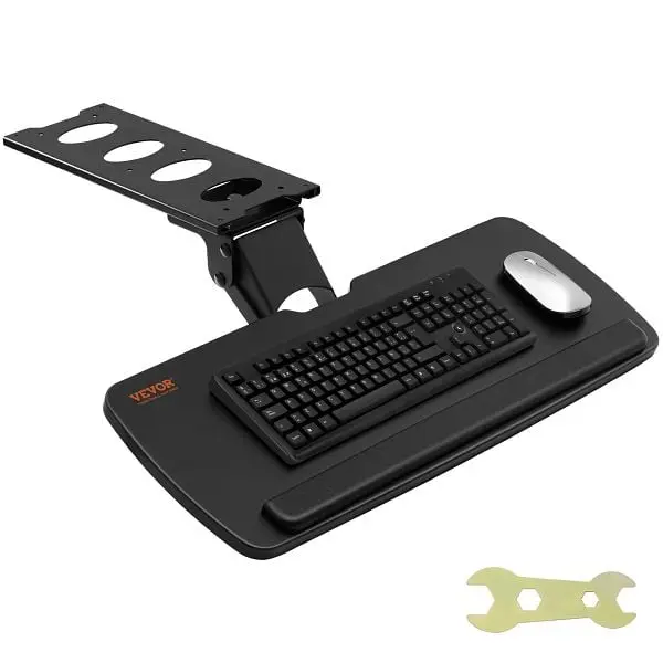 VEVOR Extra-Large Keyboard Tray under Desk Adjustable Height, Height and Angle Adjustable under Desk Keyboard Tray Slide o...
