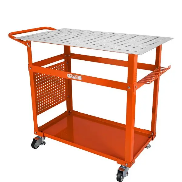 VEVOR Knurled Welding Table 36" x 24", 600lbs Load Capacity Steel Welding Workbench Table on Wheels, KYDHZW600LB...