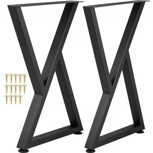 VEVOR Metal Table Legs, 28x18" Desk Legs, Set 2, Heavy Duty Bench Legs, Z Influence Metal Furniture Legs, TZZTYCZ28X1...
