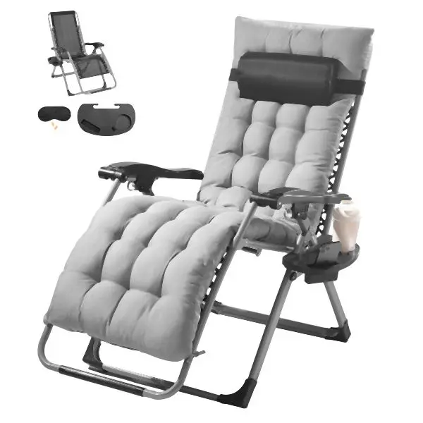 VEVOR Optimized Zero Gravity Chair 26" Zero Gravity Recliner Lounge Chair Indoor & Outdoor, Gray, LZLTYHS26HHKDFO...
